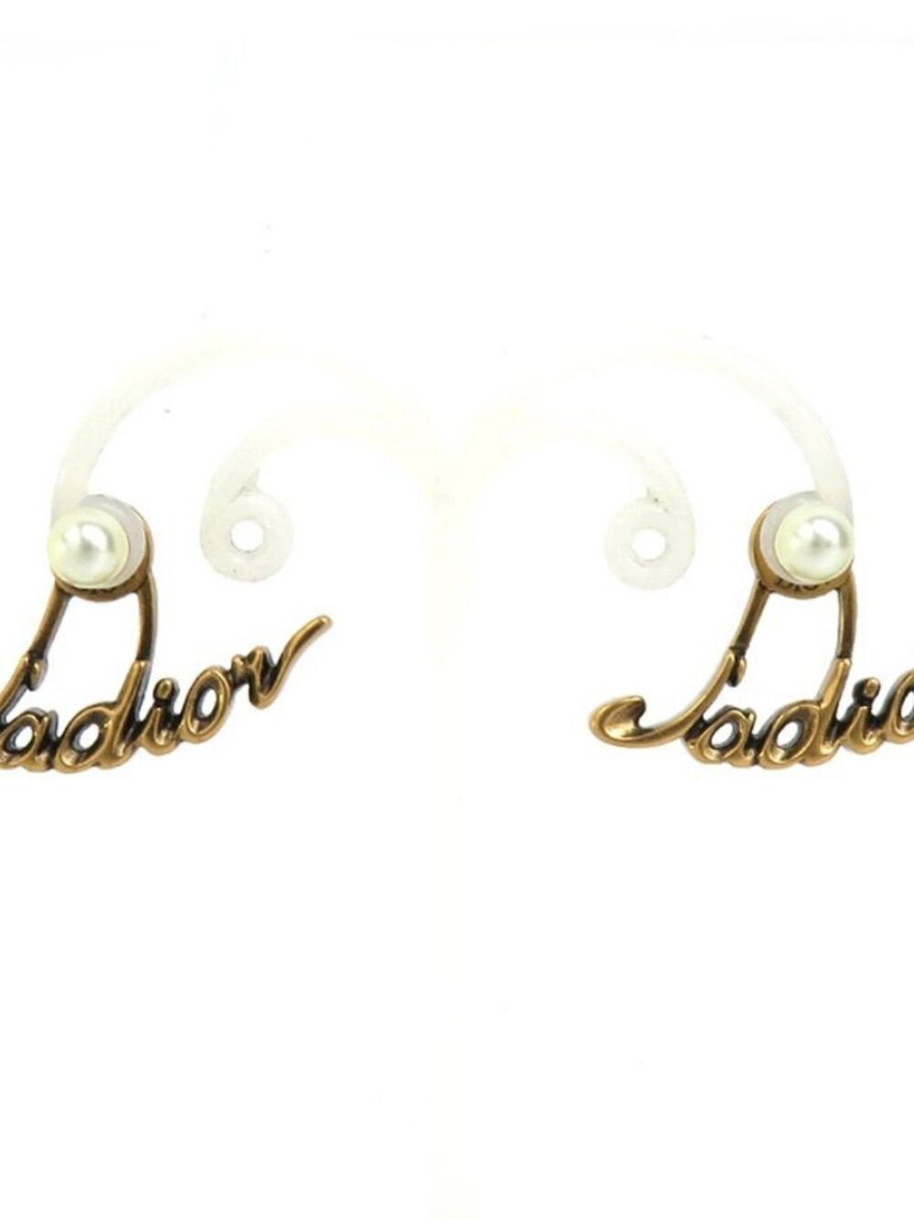 Christian Dior JA DIOR Pierce Earrings Gold/White Metal/Faux Pearl